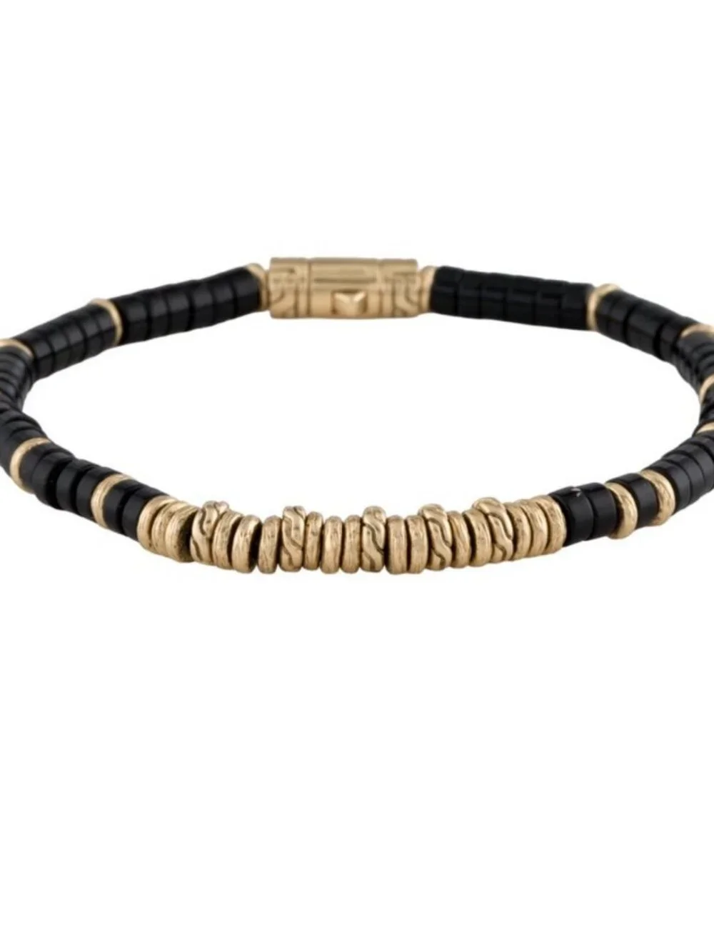 JOHN HARDY 14K 585 YELLOW GOLD ONYX HEISHI BRACELET